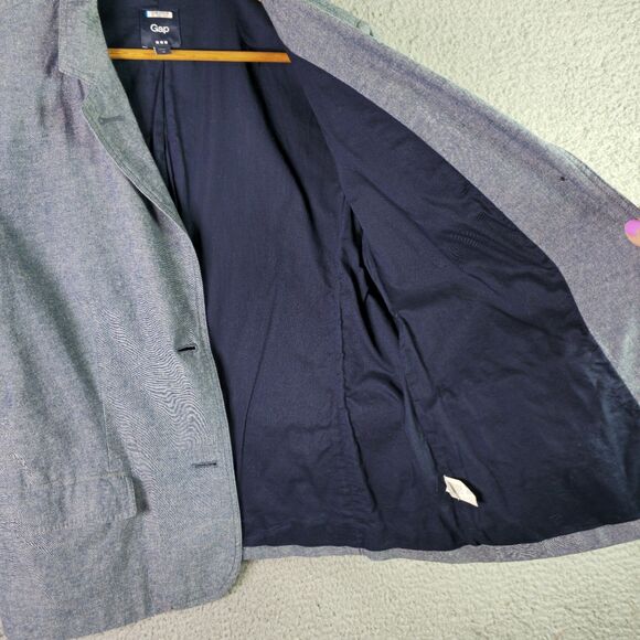 Gap Blue Chambray Preppy Blazer 12 Classic Notch Lapel Single Breasted Lined - Picture 11 of 16